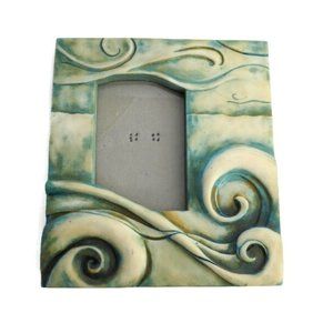 Vintage Faux Stone Teal WavesTabletop Picture Frame